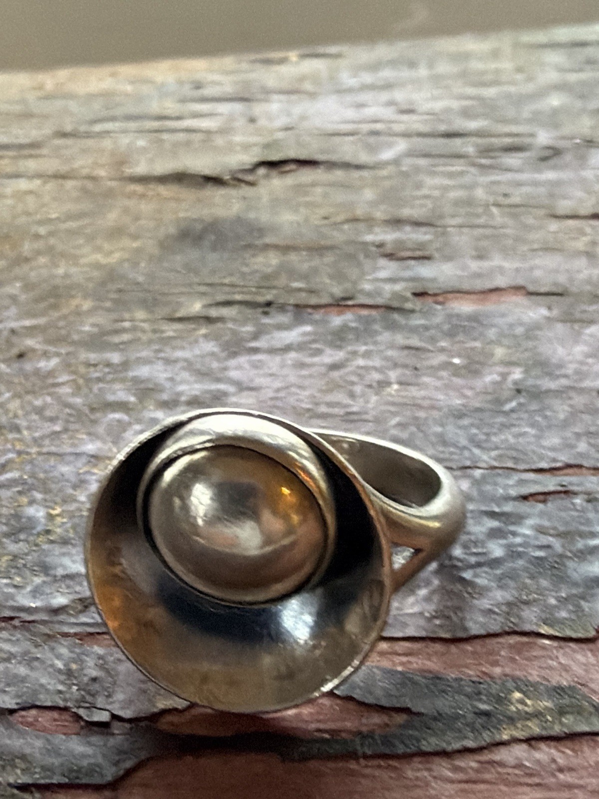 N.E From Vintage Denmark 925S Sterling Silver Modernist Ring vtg estate 3156