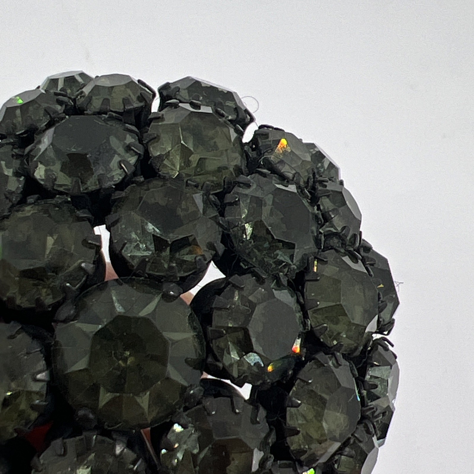 Vintage Signed Warner Black AB Rhinestone Dome Cluster Round 1.9” Brooch Pin