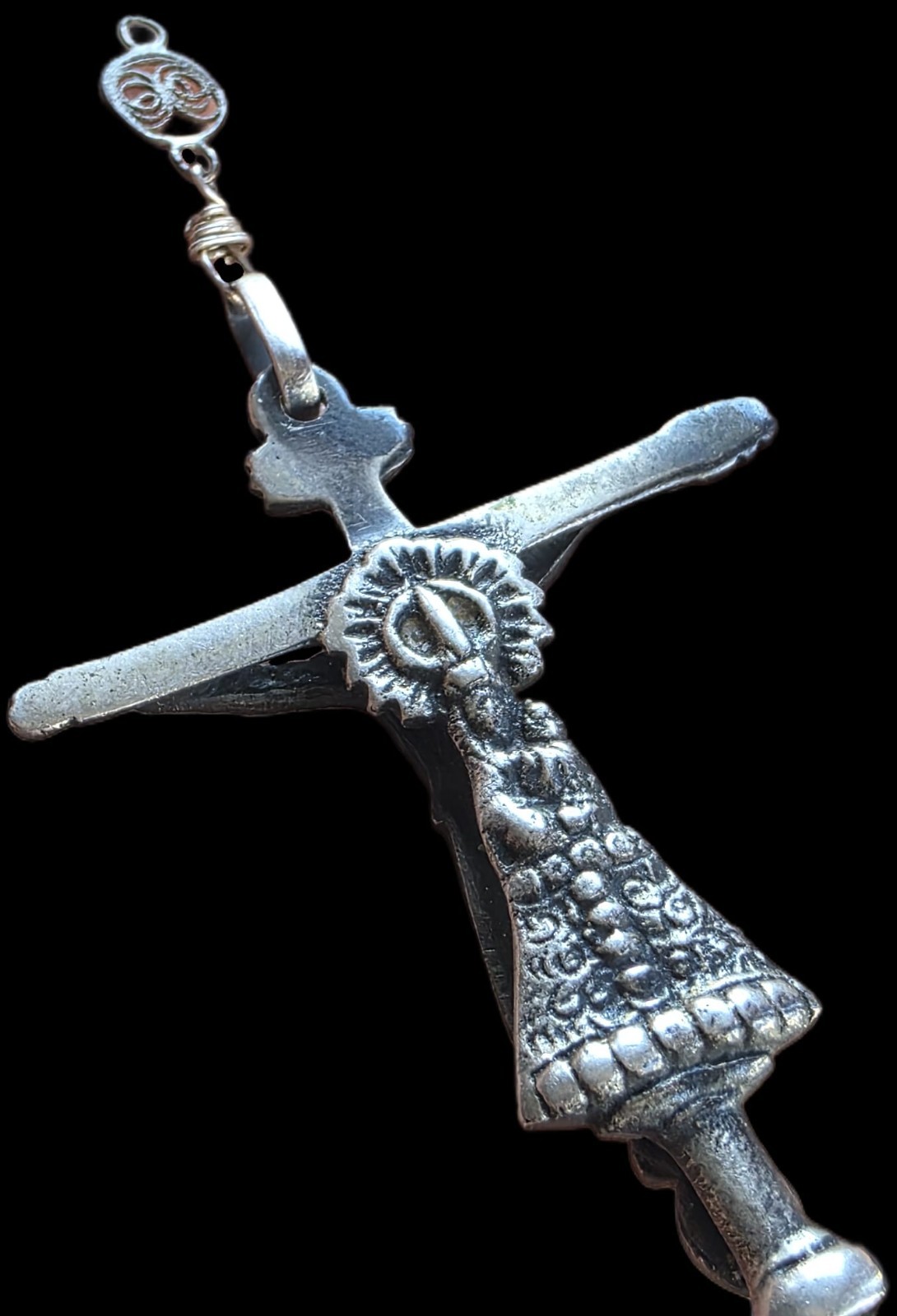 Fine Antique 18Th Century Silver Double Sided Virgin Mary Jesus Pendant C 1700