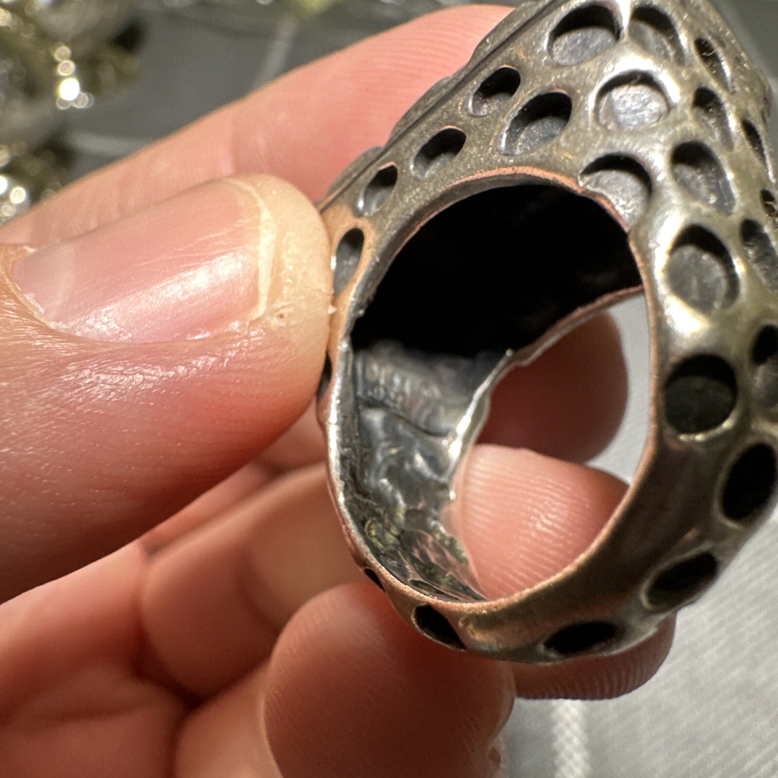 Vintage Dian Malouf Sterling Silver Onyx Statement Ring Size 6.75 – 7