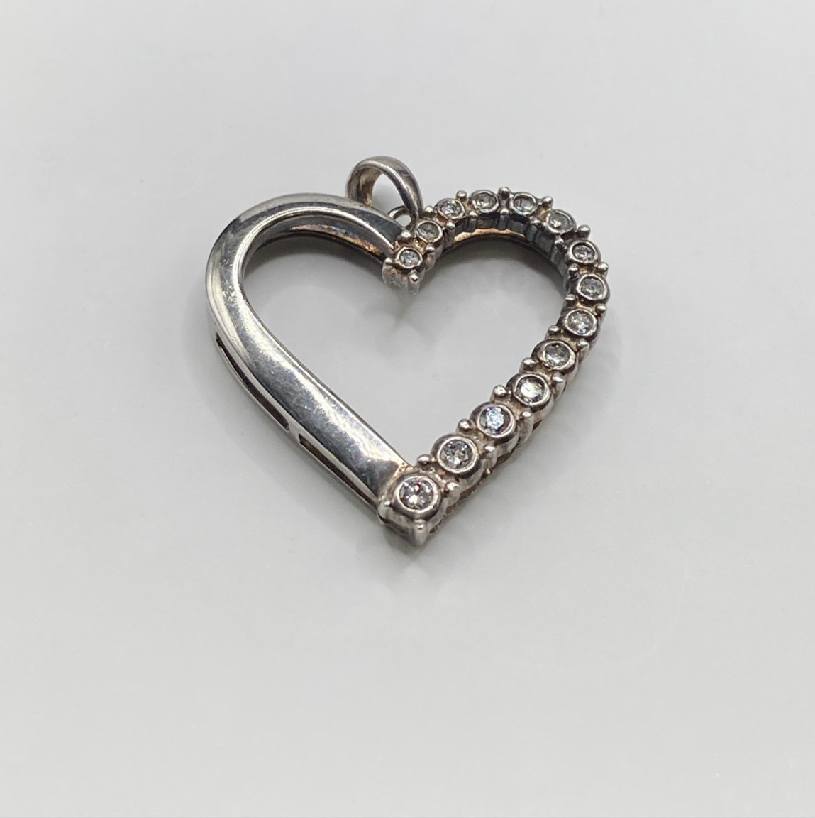 Vintage ZRW Sterling Silver Clear Stone Heart Pendant