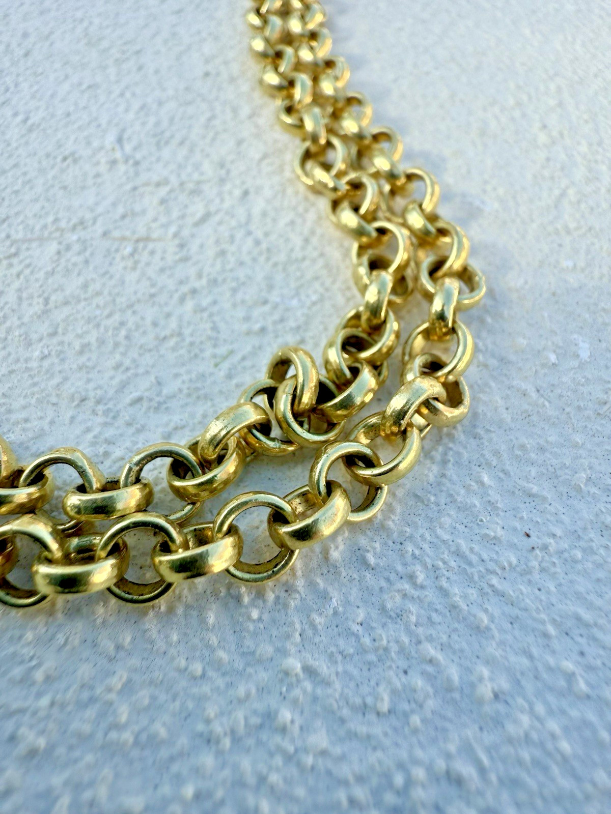 Men’s 18K Yellow Gold Double Link Chain Necklace 750 Heavy 24” Rolo Chain