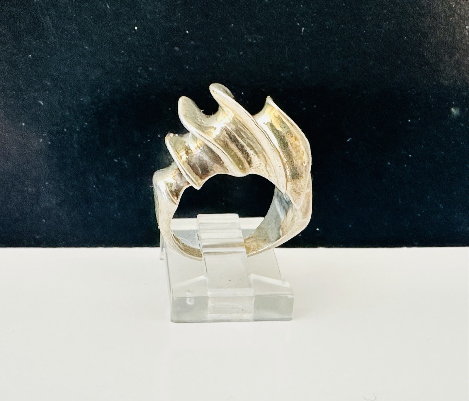 Abstract Ring Sterling Silver 925 Mid Century Modernist Retro Signed