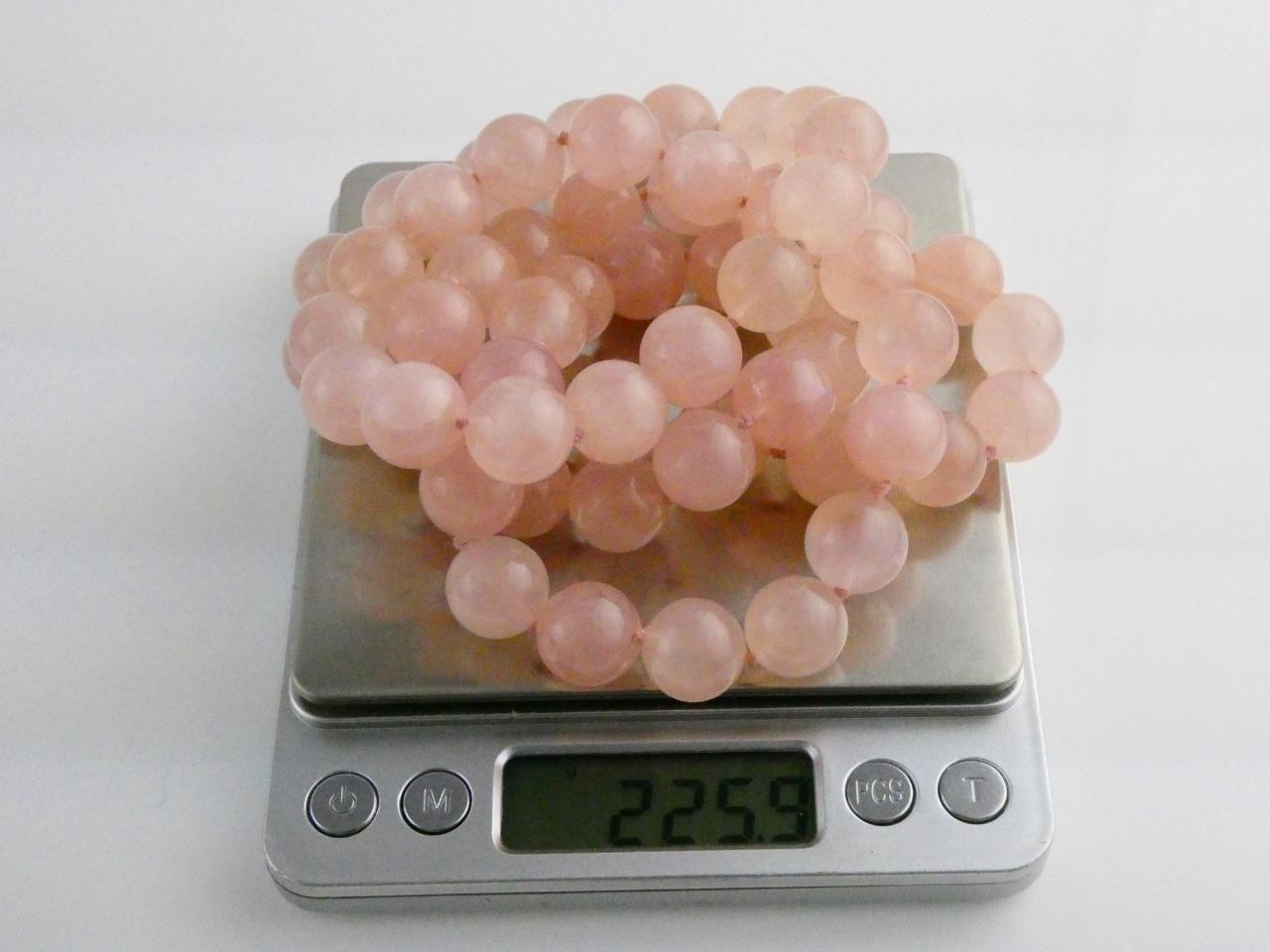 Vintage Hand Knotted Rose Quartz Bead Strand Necklace 34 Inches No Clasp 14mm