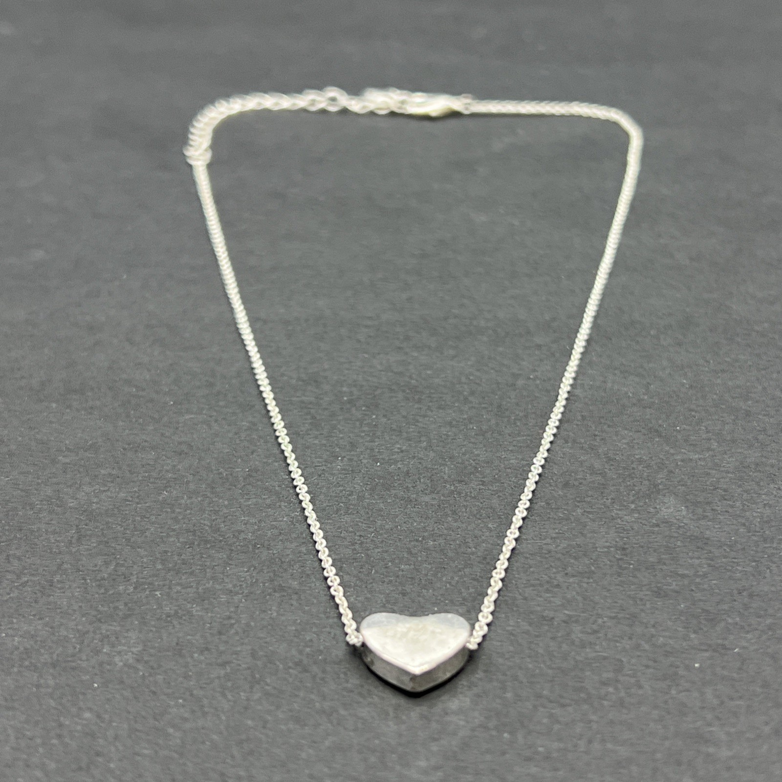 Claire’s MIDDLE SIS Sliding Heart Pendant Necklace Vintage Silver Tone 18”