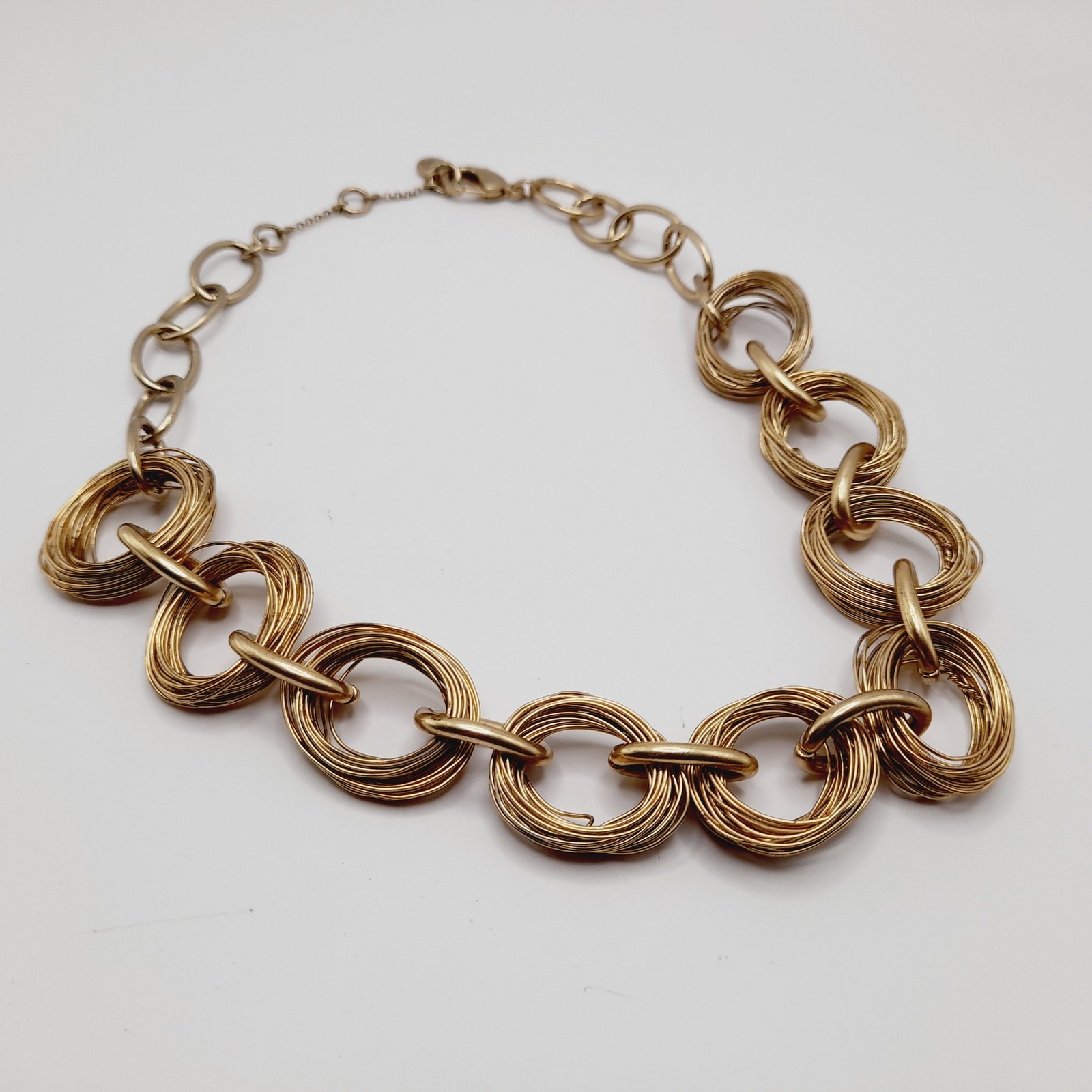 Sigrid Olsen Gold Tone Necklace Chunky Wire Wrap Link 19 Inch