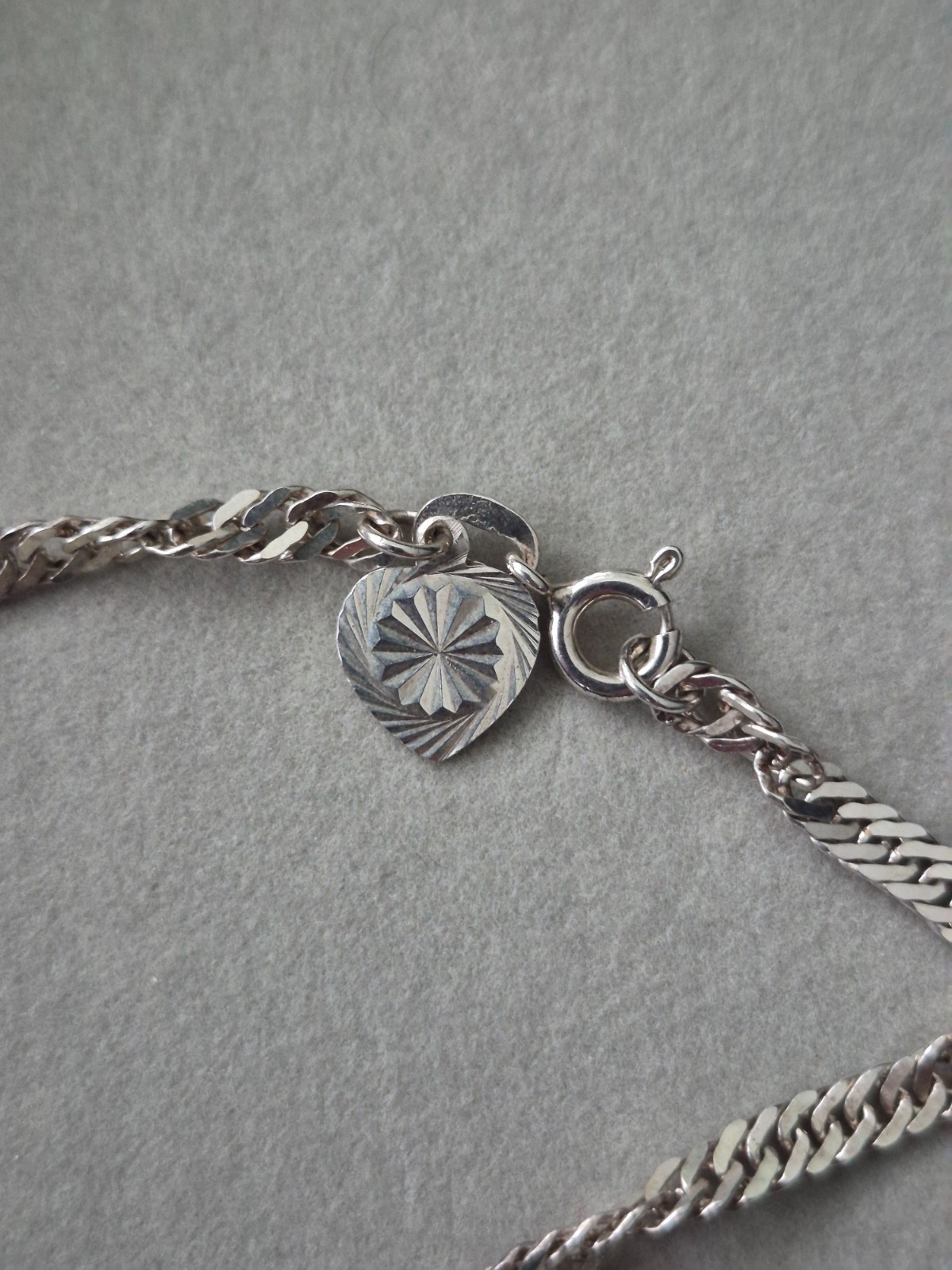 Vintage Sterling Silver 925 Twisted Chain Bracelet with fan charm 7.5″ 3.3g