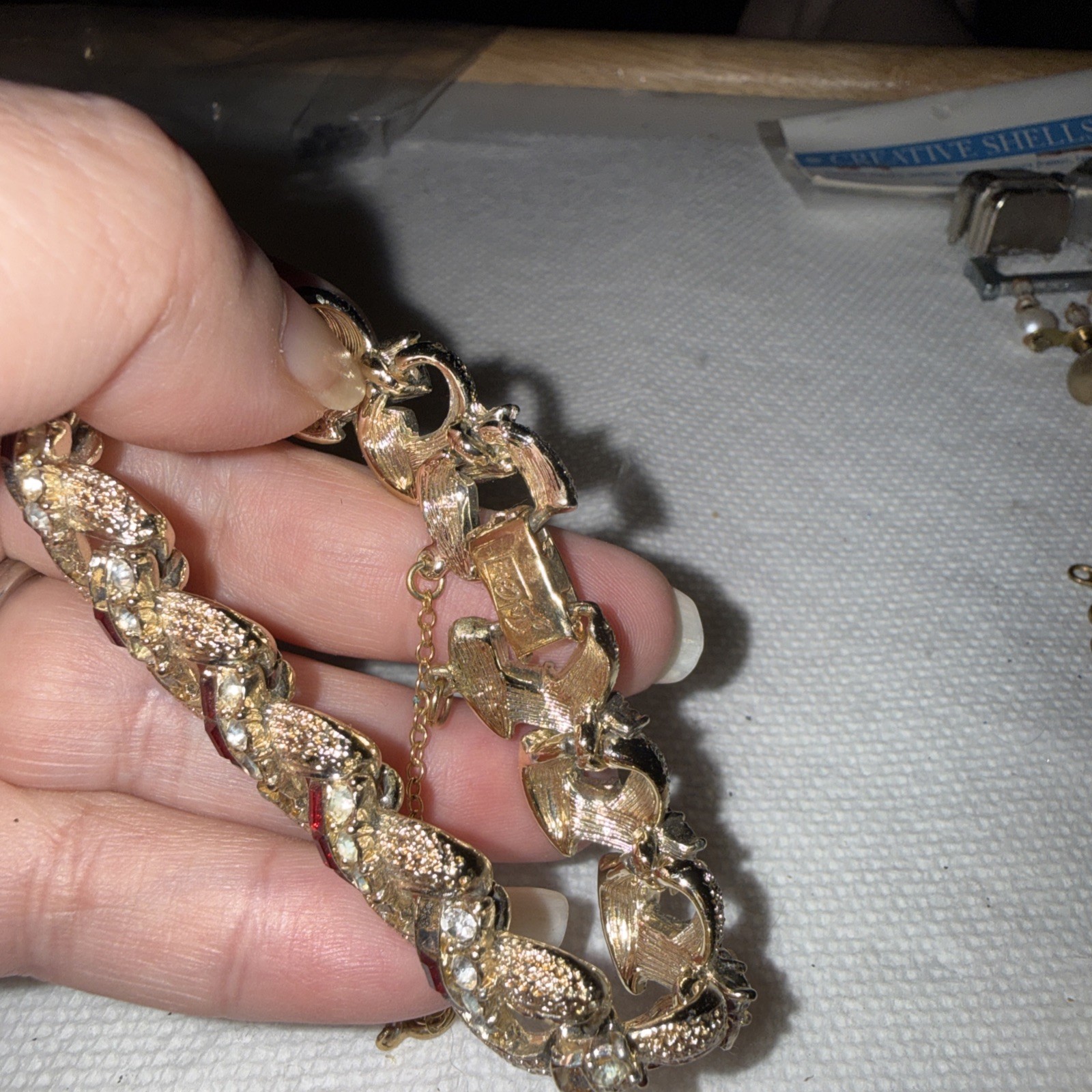 Authentic Vintage Coro Designer Gold Tone Rhinestones Bracelet Missing Stones