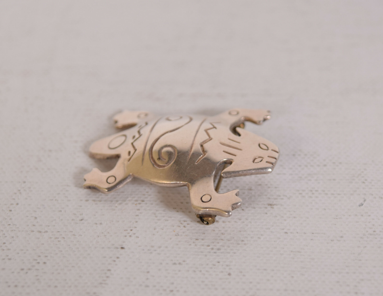 Vintage Sterling Silver Artist Signed Forbes Turtle Pin Brooch Thick Heavy