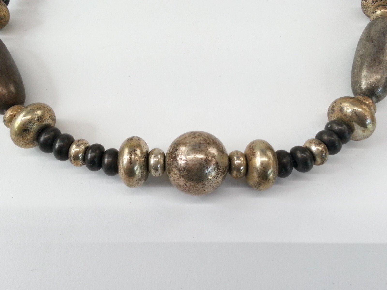 Vintage Beaded Metal Necklace14.5″ / 29″ total length