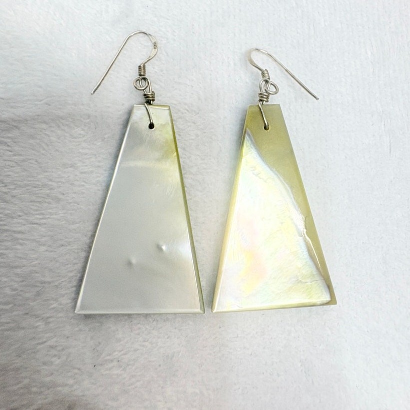 Artisan Inlay Earrings Turquoise Coral Spiny Oyster Onyx MOP on Shell Backplate