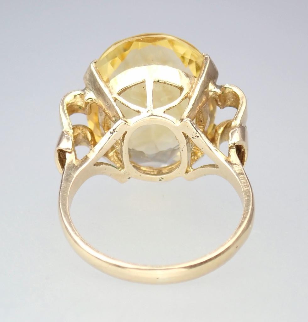 Beautiful Vintage Mid Century 9K Gold 13.3Ct Citrine Cocktail Ring 1960s Sz 8.25