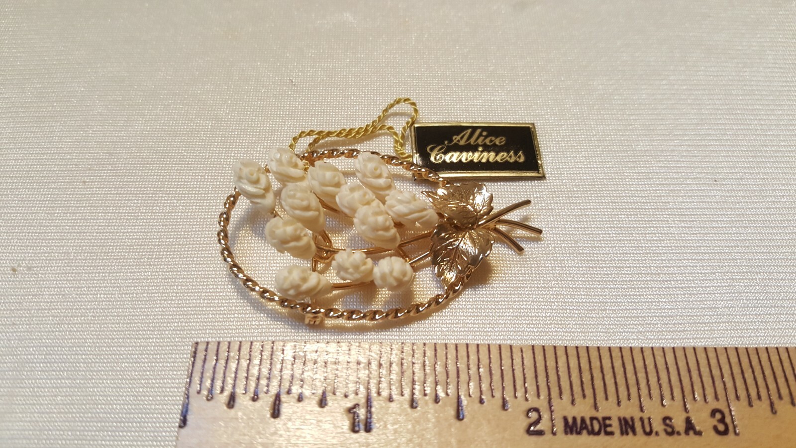 Alice Caviness Dozen Roses Brooch Pin-12KT. Gold Filled-Oval Approx. 2″