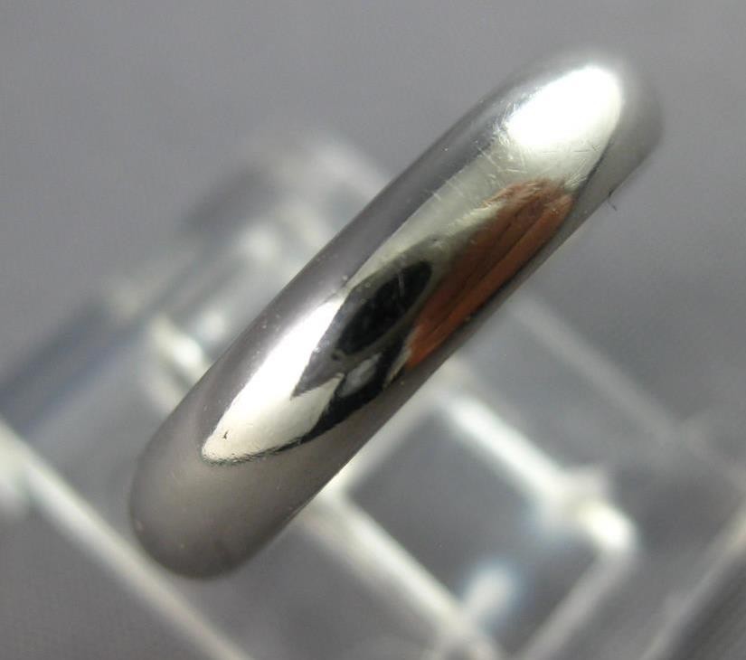 ESTATE 14KT WHITE GOLD 3D CLASSIC SOLID PLAIN 4MM WEDDING ANNIVERSARY RING
