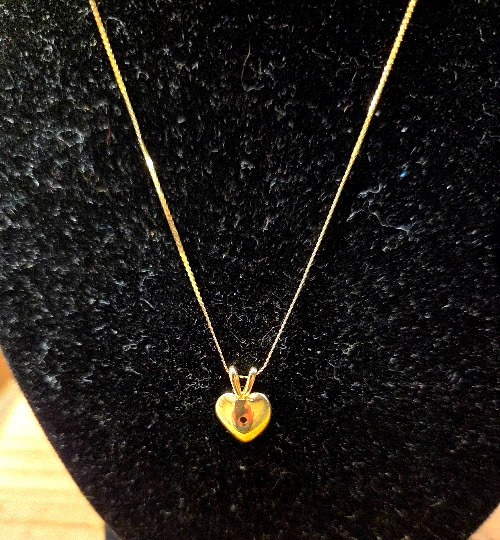 Vintage 14k Solid Yellow Gold Diamond HEART Shaped Pendant/Necklace 1.8 Grams