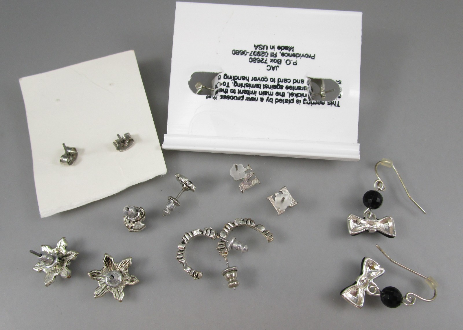Vtg Mod Varying Silver tone Multi Styles LOT of 7 Post Pierced Earrings 151o