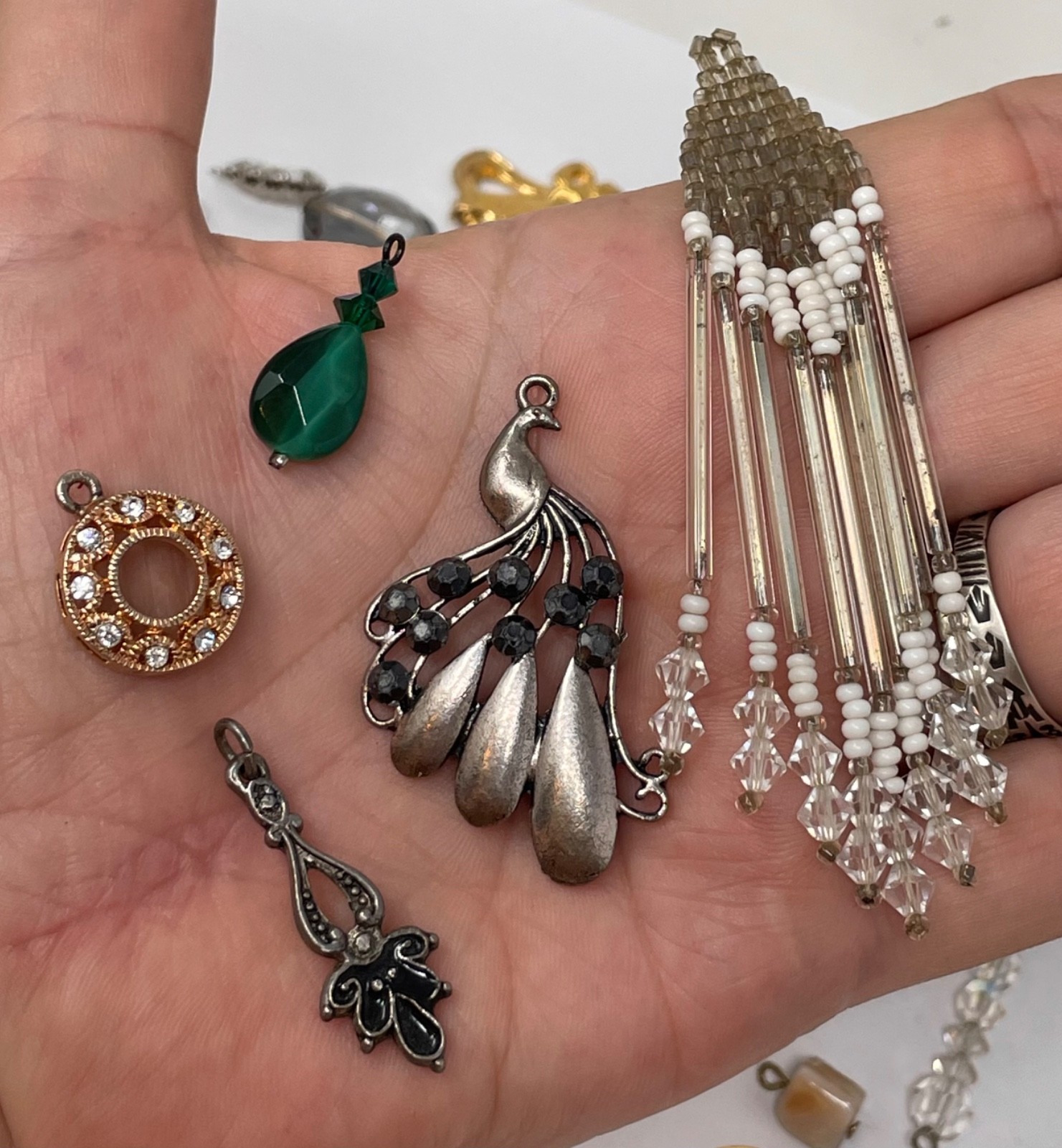 Lot Vtg & Modern Victorian Art Deco Style Pendants Findings Jewelry Craft A2