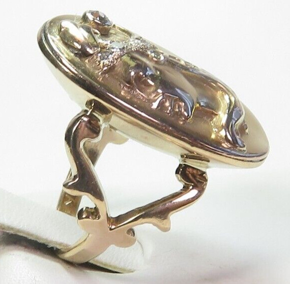 Art Nouveau 1900’s Diamond 13K/10K Yellow Ring Size 4.25 UK-H1/2 .876″x.653″
