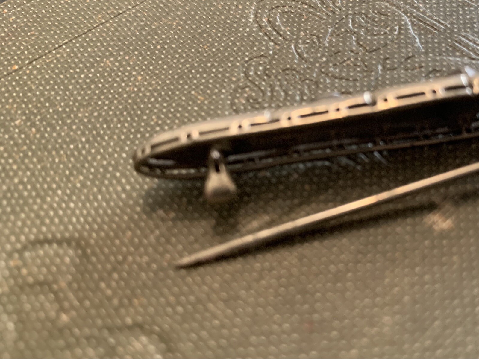 Antique Art Deco Fishson Silverite Rhinestone Bar Pin c.1920’s