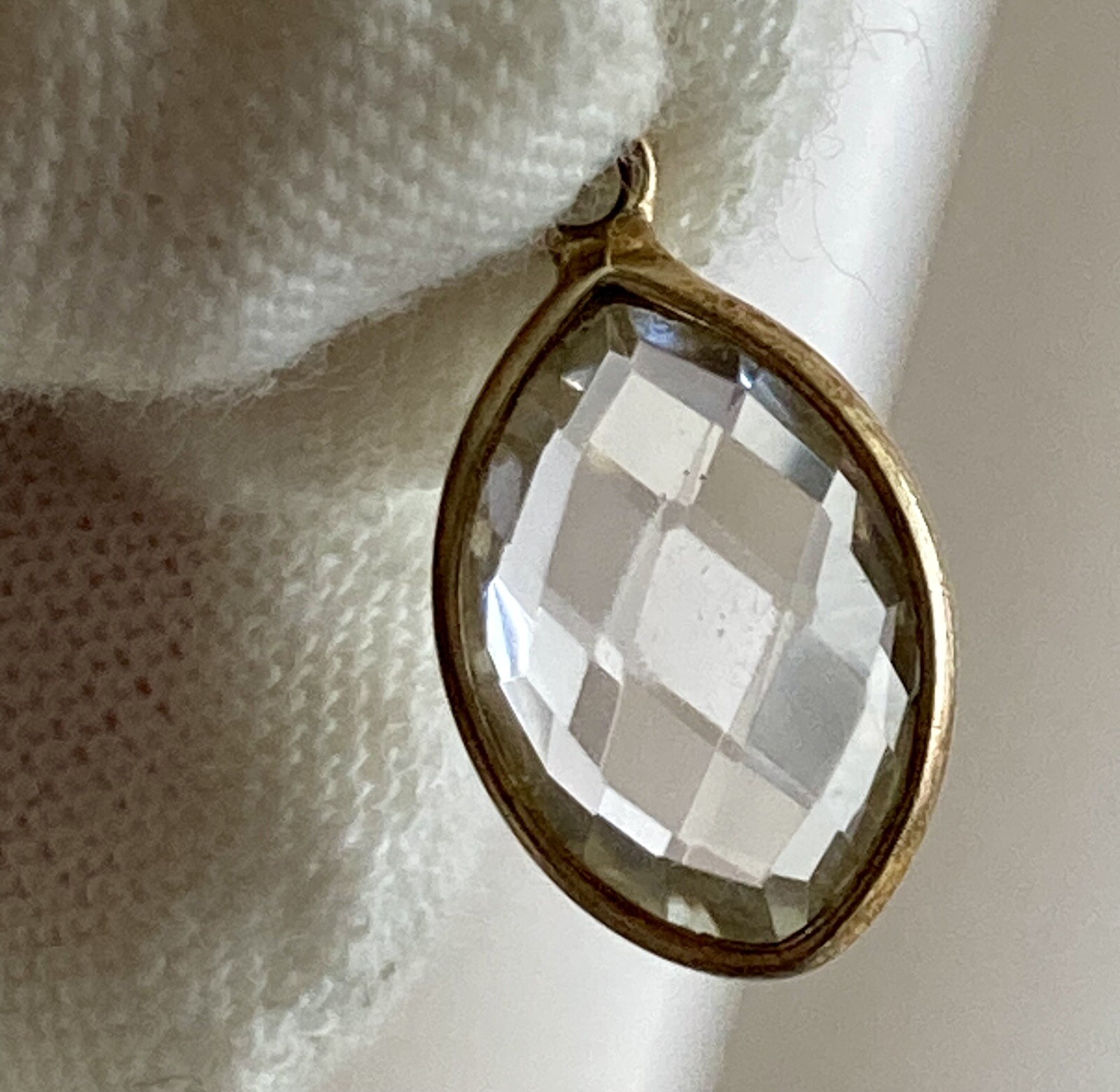 14k Yellow Gold Filled Quartz Pendant Chain Necklace Y Drop 15in plus 4in Drop