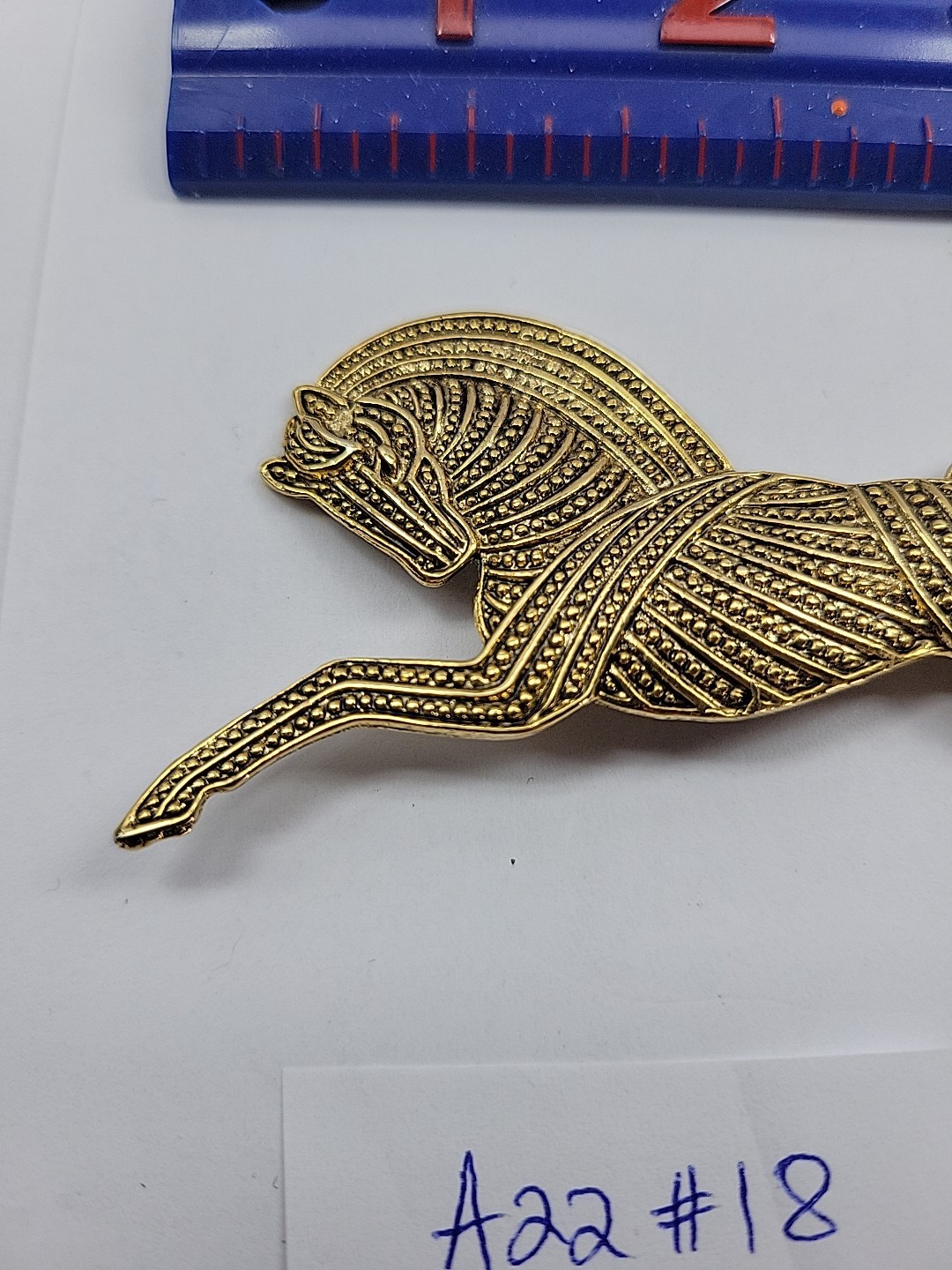 Running Trojan Horse Brooch Gold Tone Vintage Brooch