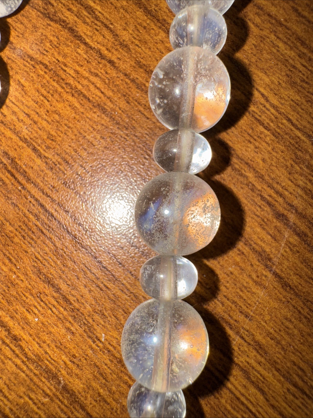 Sparkling Vintage Rock Crystal Glass Bead Necklace with Fish Hook Clasp