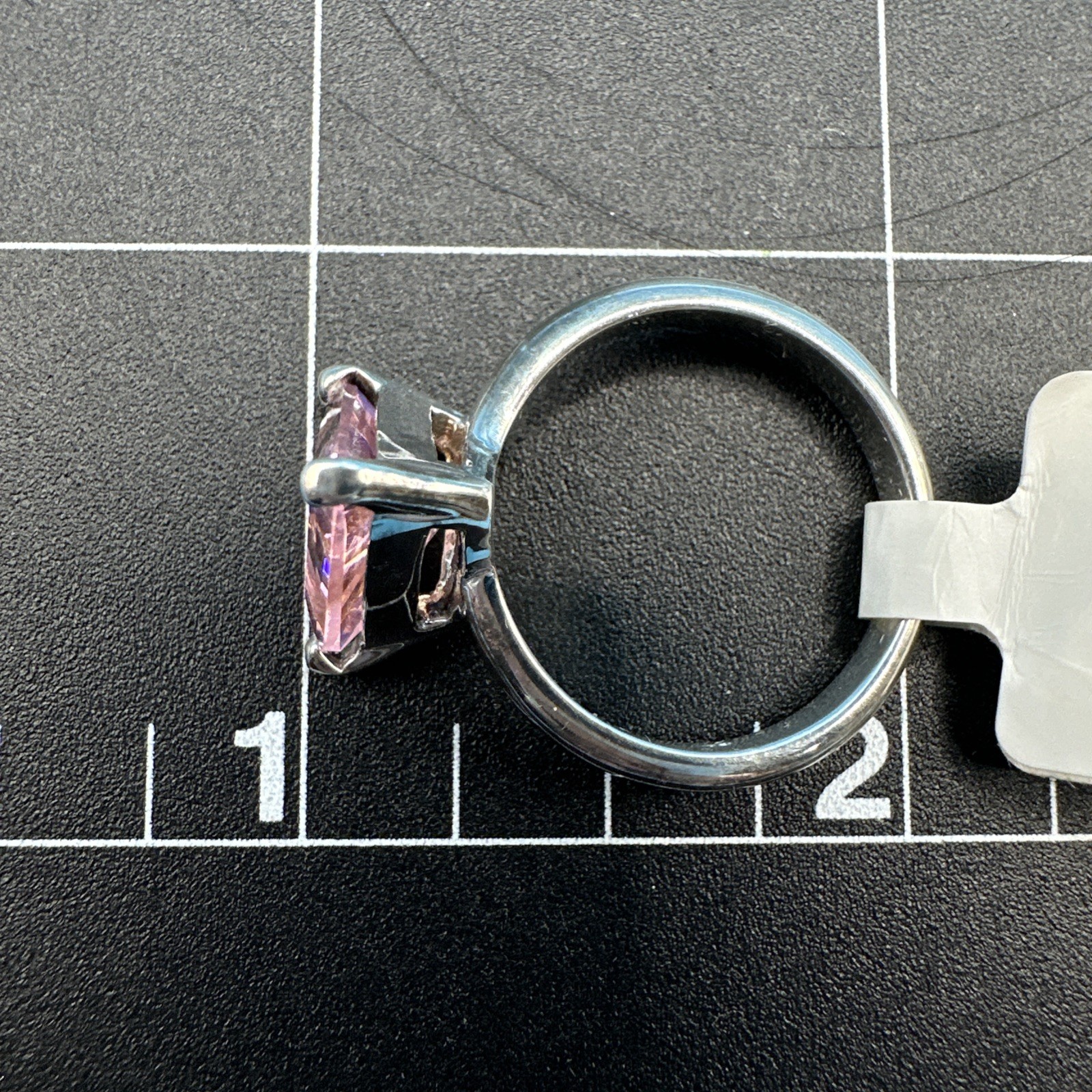 Suzanne Somers 925 Silver Trillion Cut Pink CZ Stud Earrings & Ring Size 7 Set
