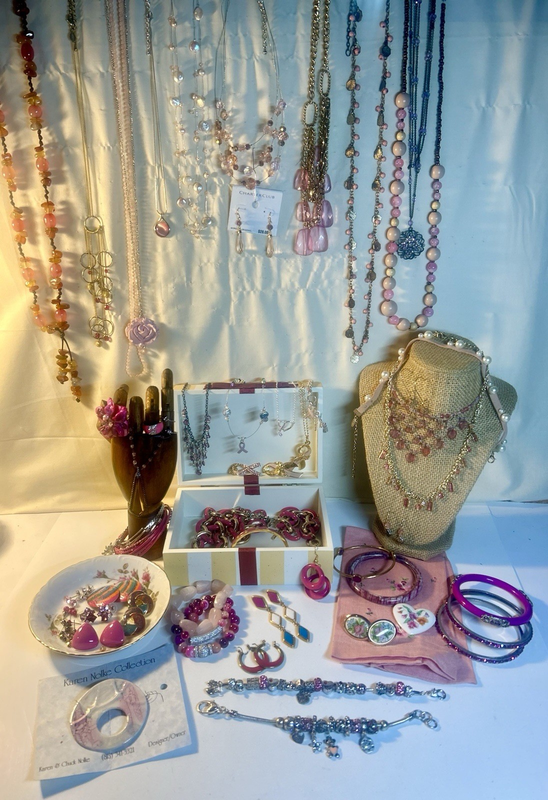 Grandma’s Vintage/Estate PINK Jewelry Lot 80+ Pieces, Some Signed/NWT