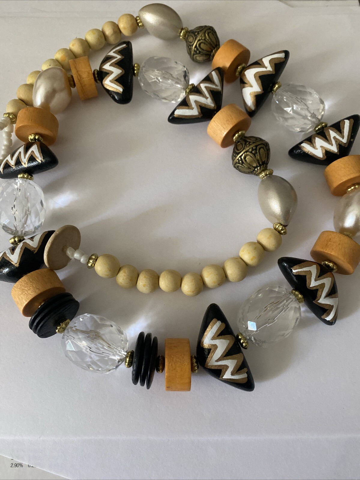Vintage Statement Necklace Wood And Lucite
