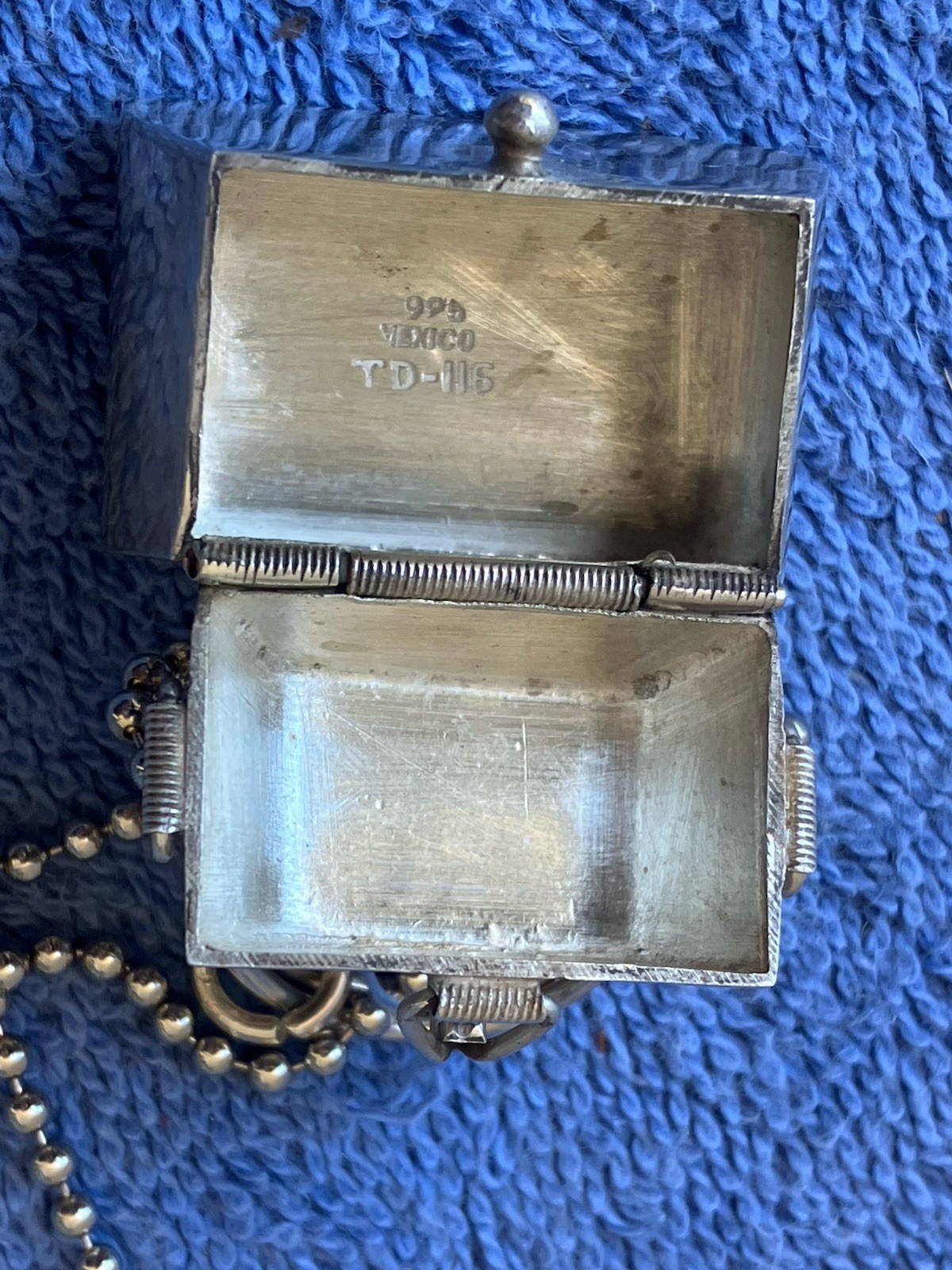 Vintage 996 Mexico Td- 116 Sterling Silver 925 Small Purse Pendant Necklace