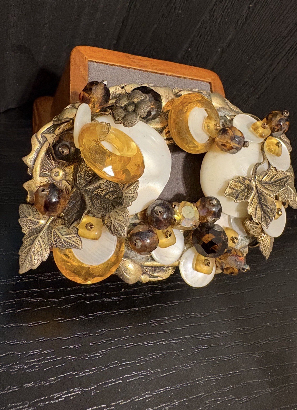Original by Robert ? vintage unsigned brooch mixed metal 3” oval wired stunning