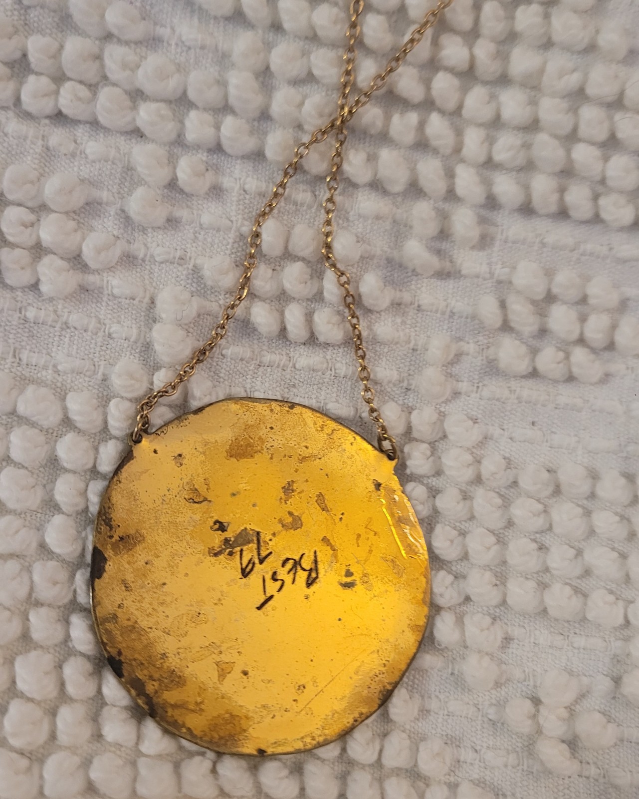 Vintage 70s Handmade Artesian Brass Gold Girl Necklace Groovy Hippy Best ’79