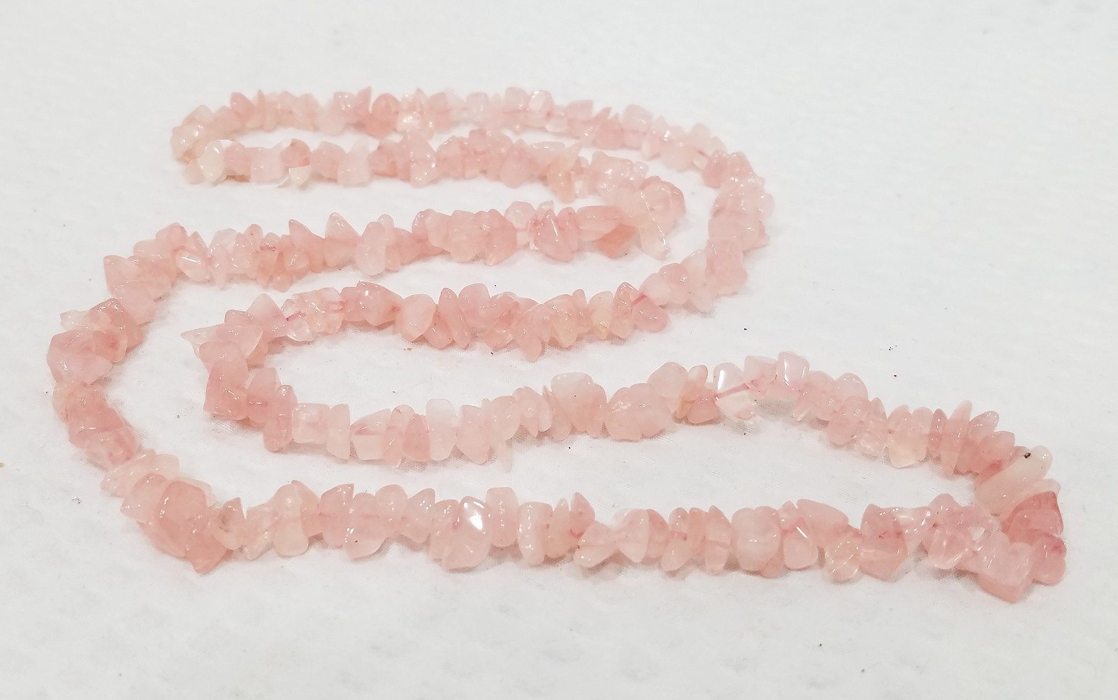 Vintage Genuine Rose Quartz Nugget Continuous Loop 32″ Necklace