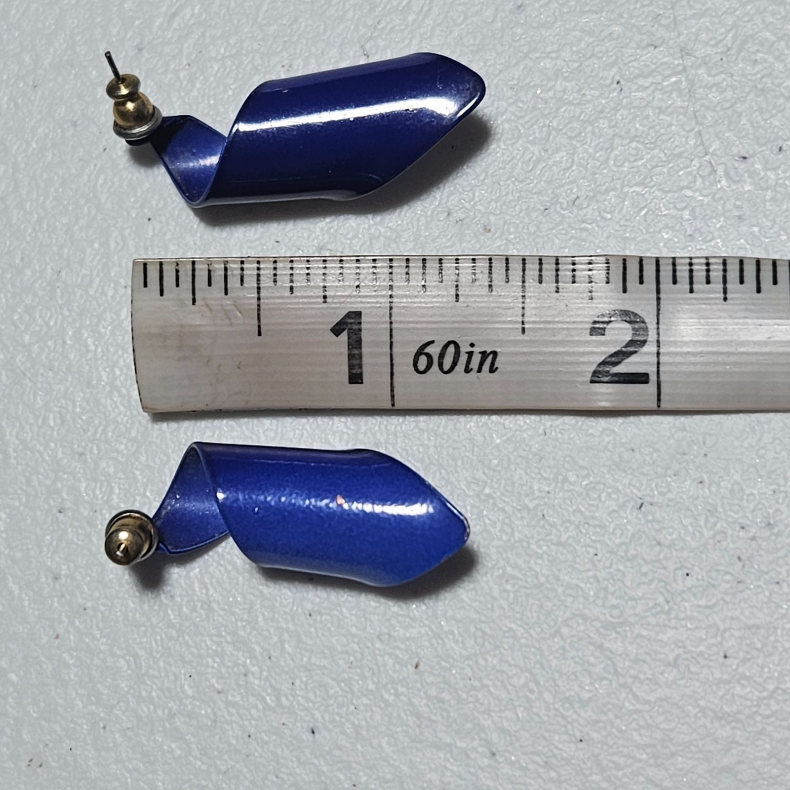 Vintage Blue Enamel Swirl Earrings Classic Statement Retro Fashion Jewelry Women