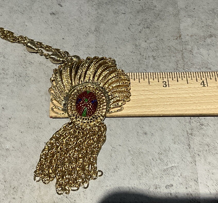 Vintage 1970’s Gold Tone Chunky 21” Statement Necklace