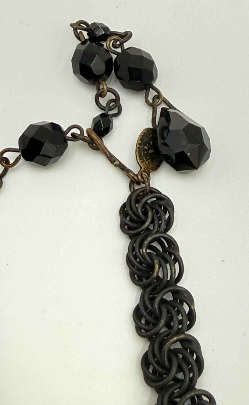 LAURA VOGEL NEW YORK Necklace Black & Clear Fringe Choker