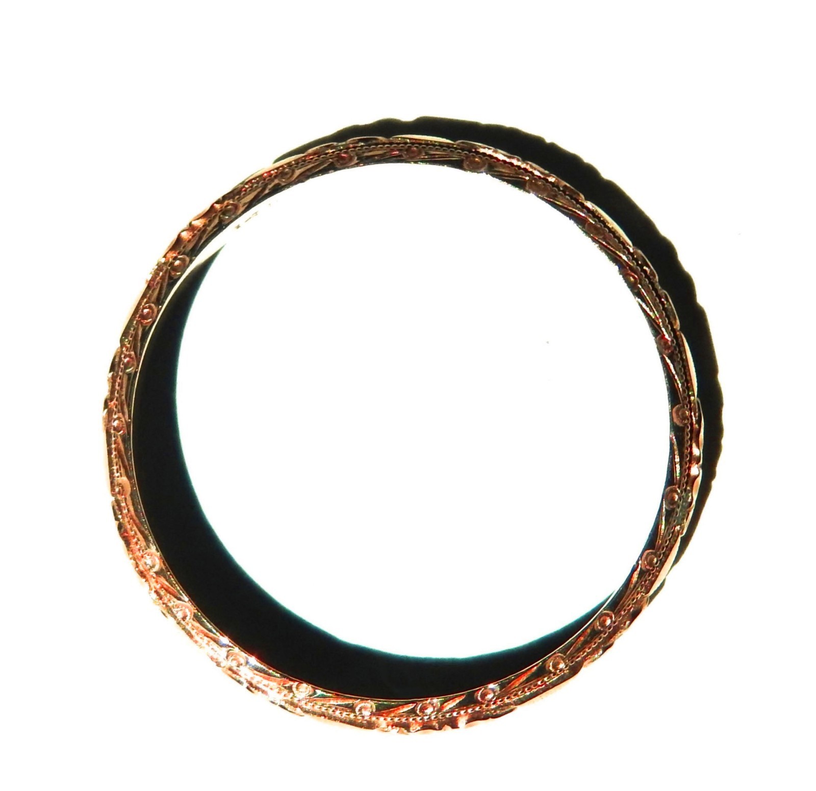 14K Solid Rose Gold Victorian engraved wedding band , Size 11.5