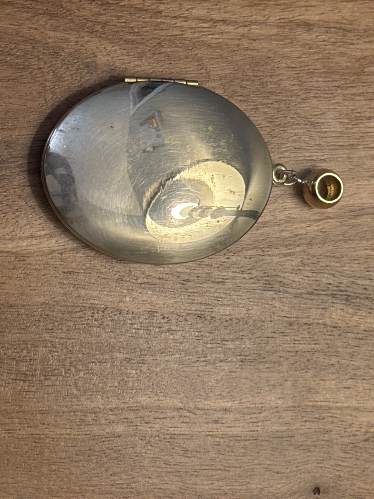 Vintage Gold Tone Oval Locket Pendant Large Photo Holder Bead Bail