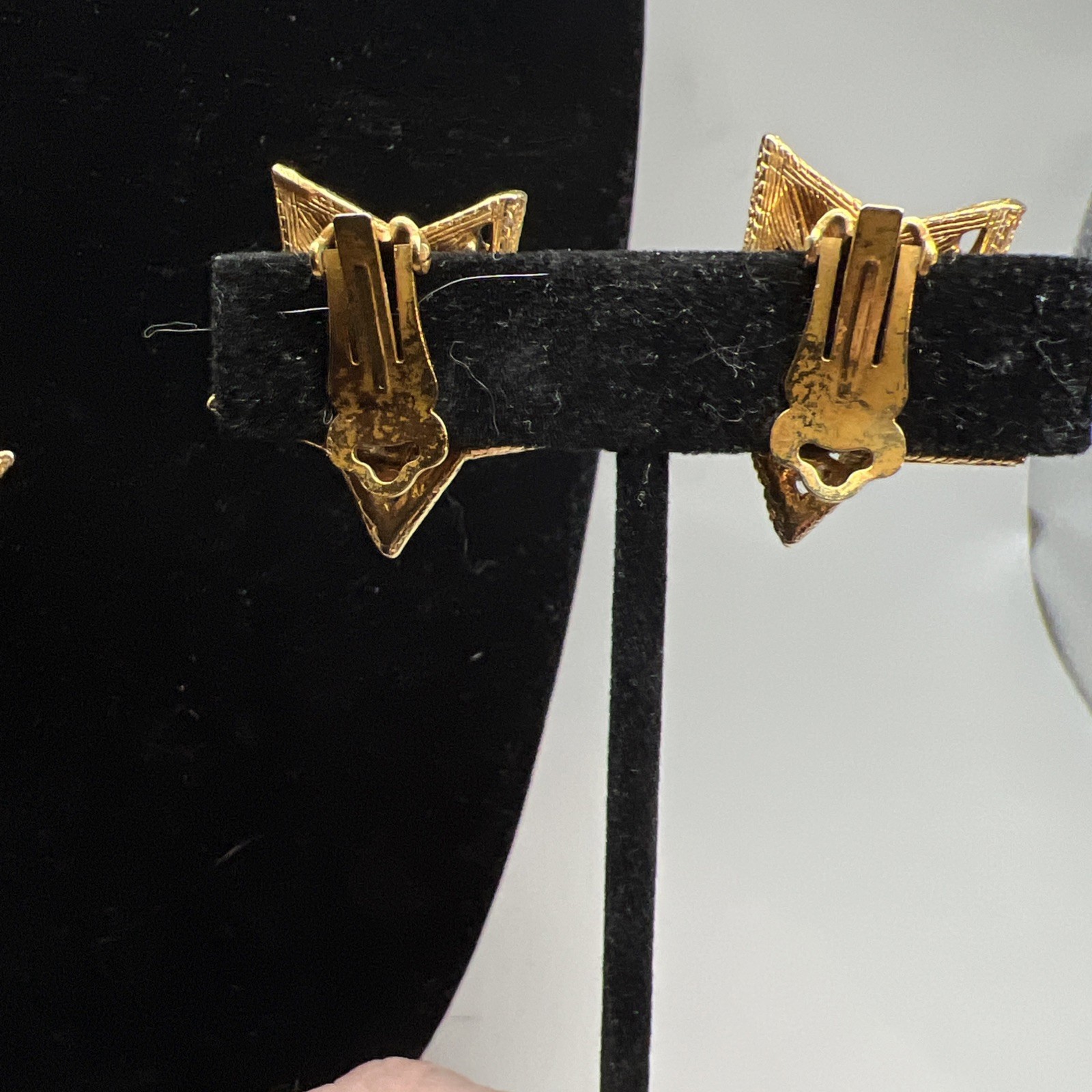 Vtg La Roco Paisley Crescent Half Moon Brooch & Star Earrings Witchy Dark Amber