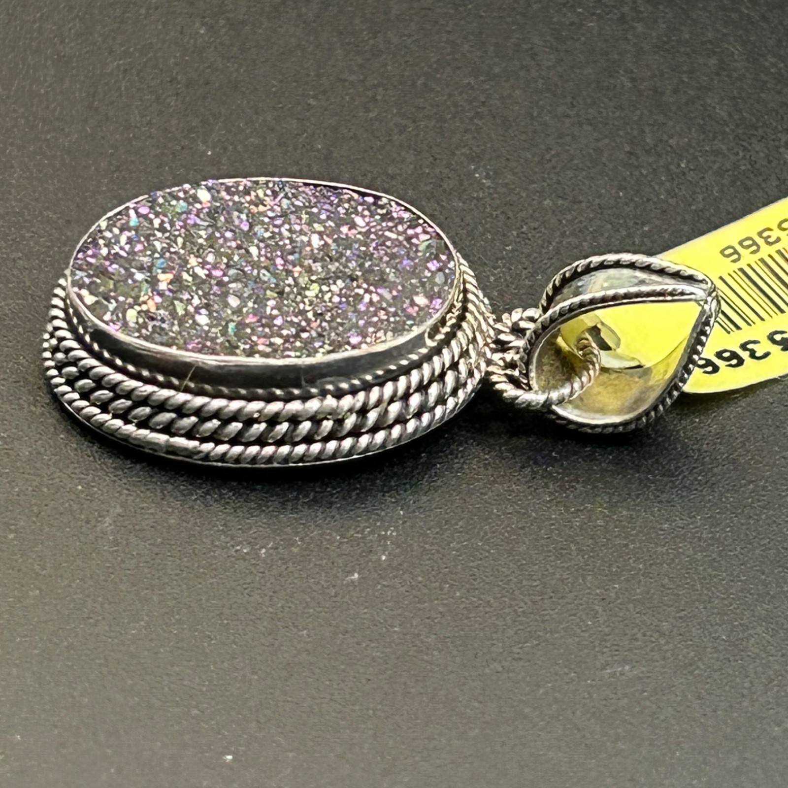 Blue Purple Druzy Sterling Silver Pendant 925 New Marked Witchy Fairy