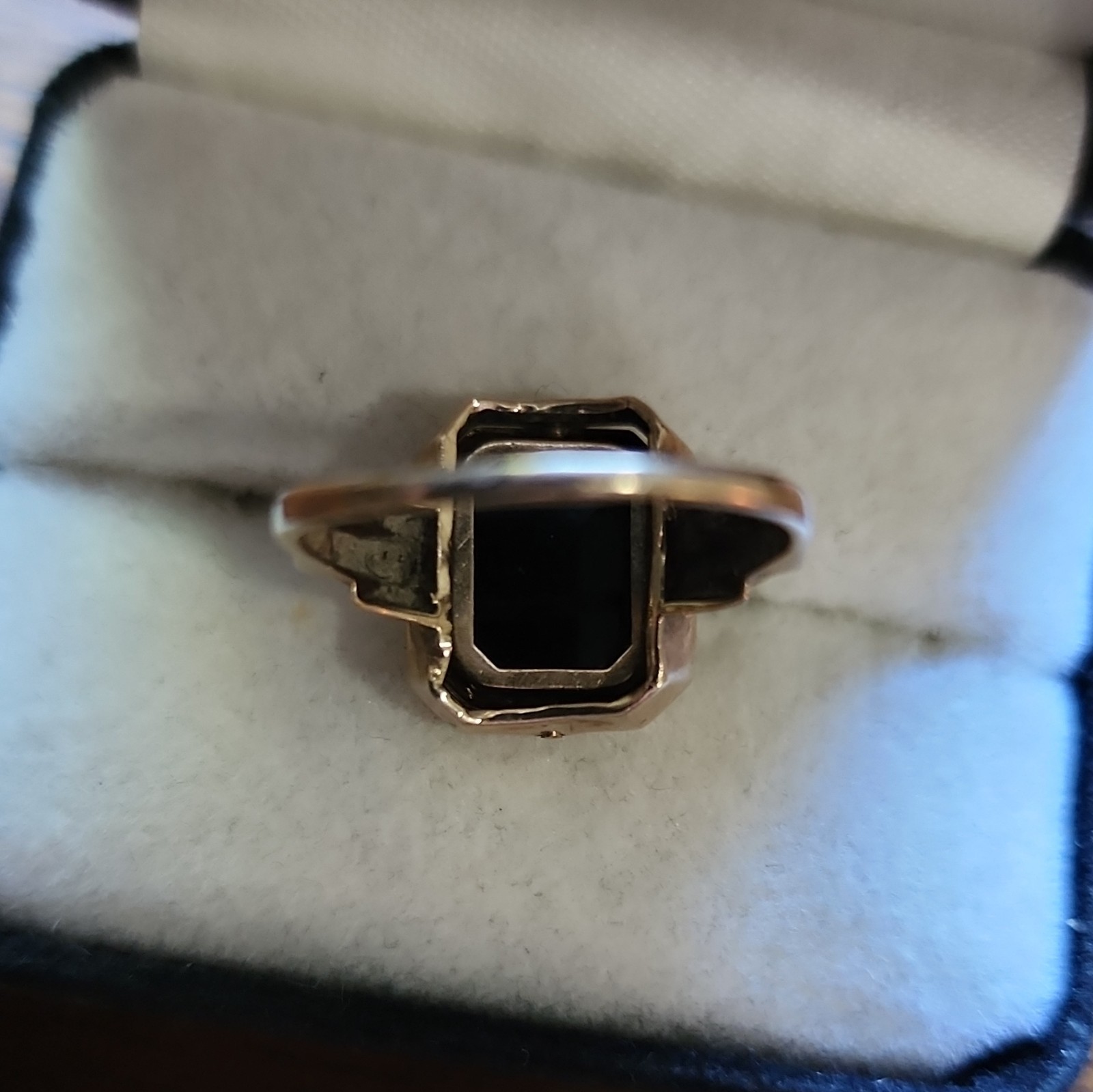 Antique 10k Yellow Gold Cameo Black Onyx Diamond Flip Ring Size 7