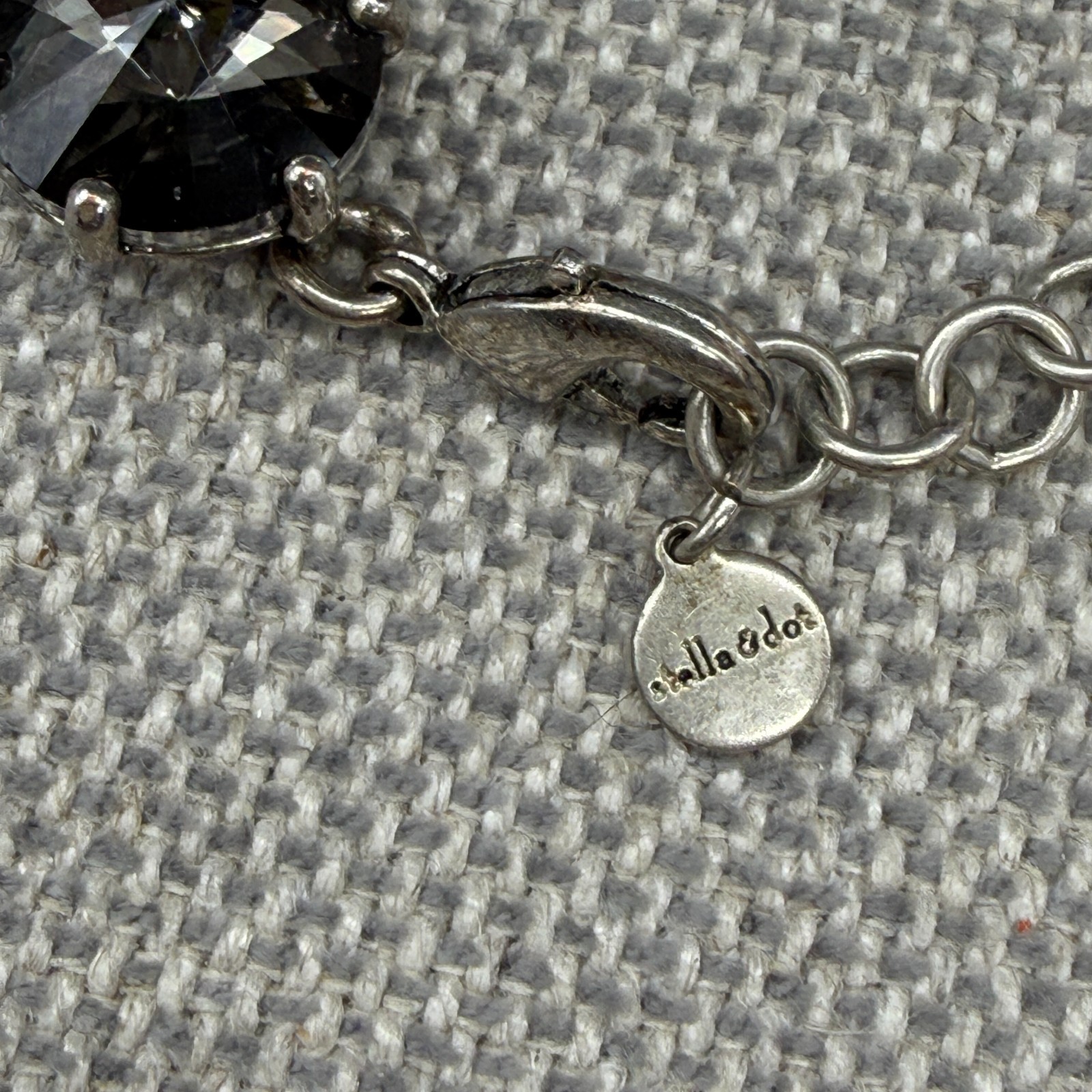 Vintage Stella Dot Amelie Bracelet Gray Rivoli Rhinestones Silver Tone