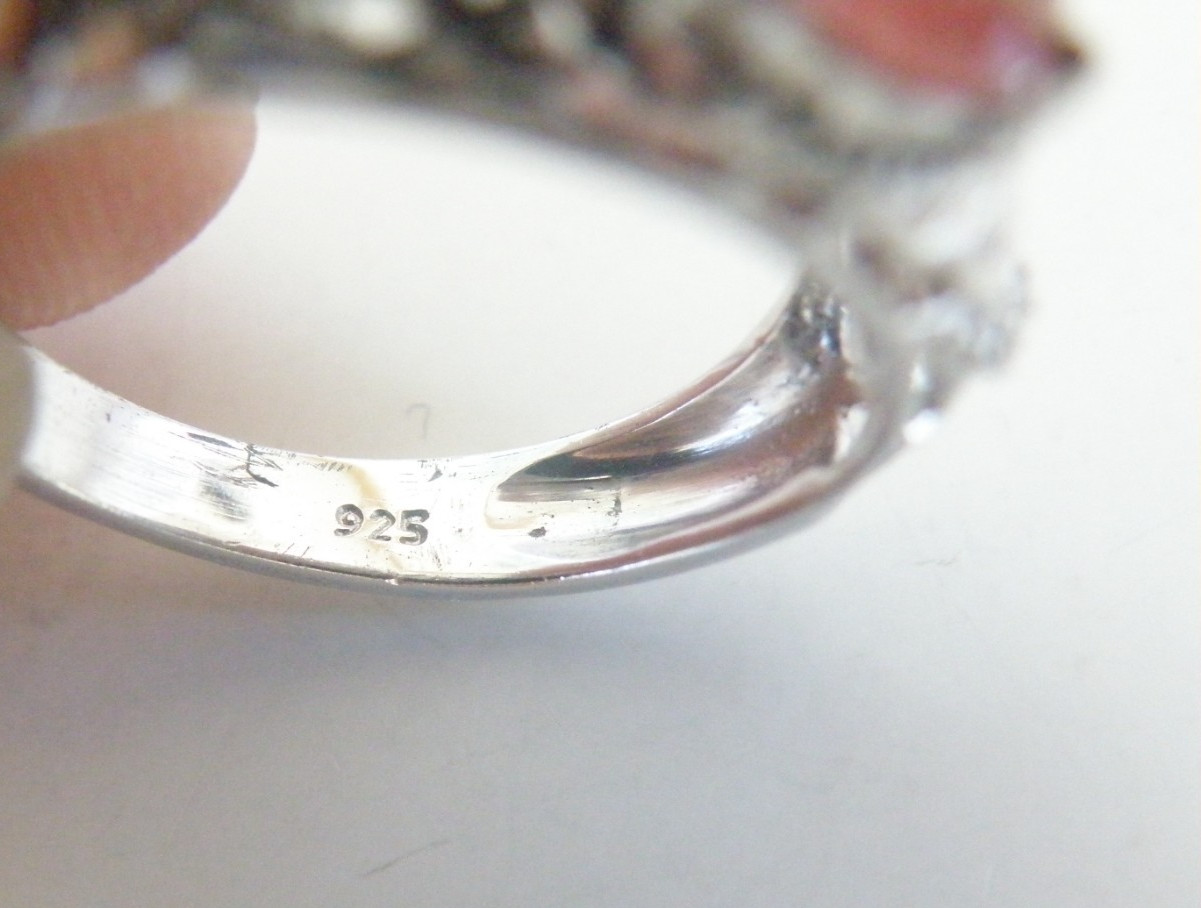 DJoy Sterling Silver 925 Pink Tanzanian Natronite Ring Size 7