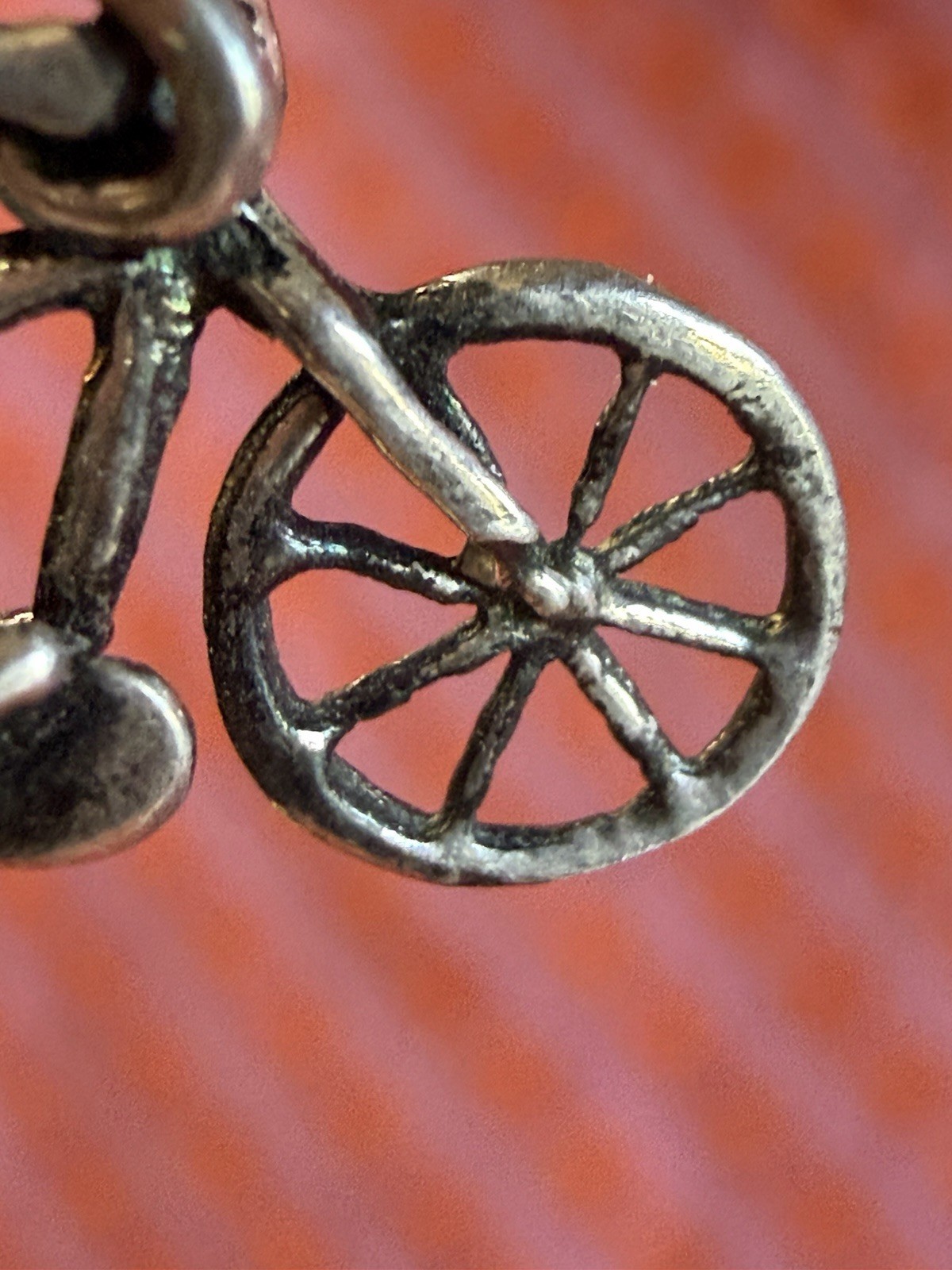 Vintage Sterling Silver Bicyclist Charm Figural 925 Dangle Charm Person On Bike
