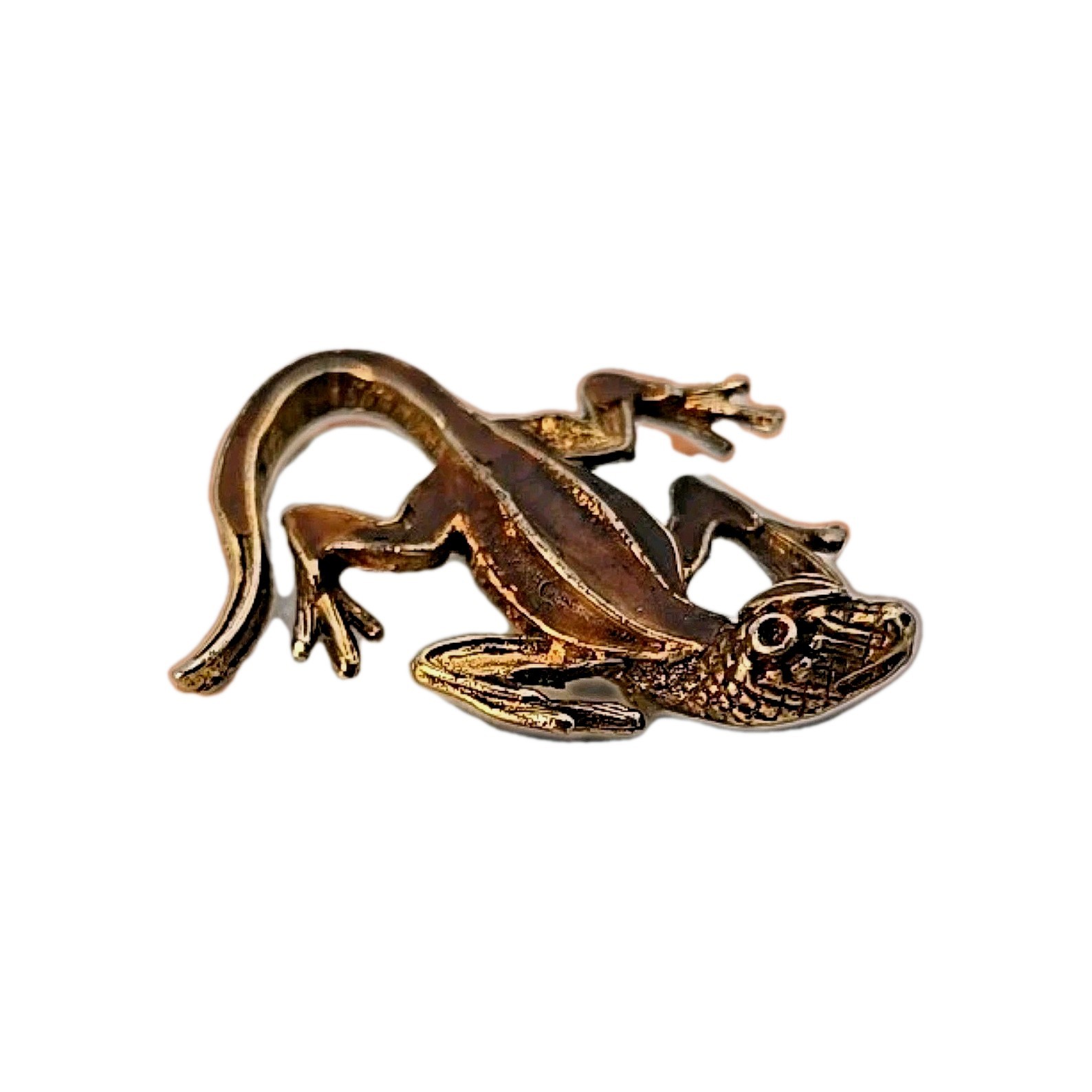 Vintage Brass Lizard Pin Brooch Mid-Century 1950s 1960s Reptile Jewelry