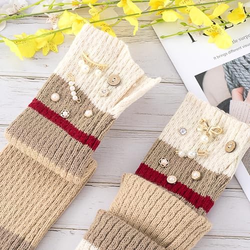 12pcs Pearl Junk Sock Charms Women Gold Rhinestone Bow Brooch Safety Pins