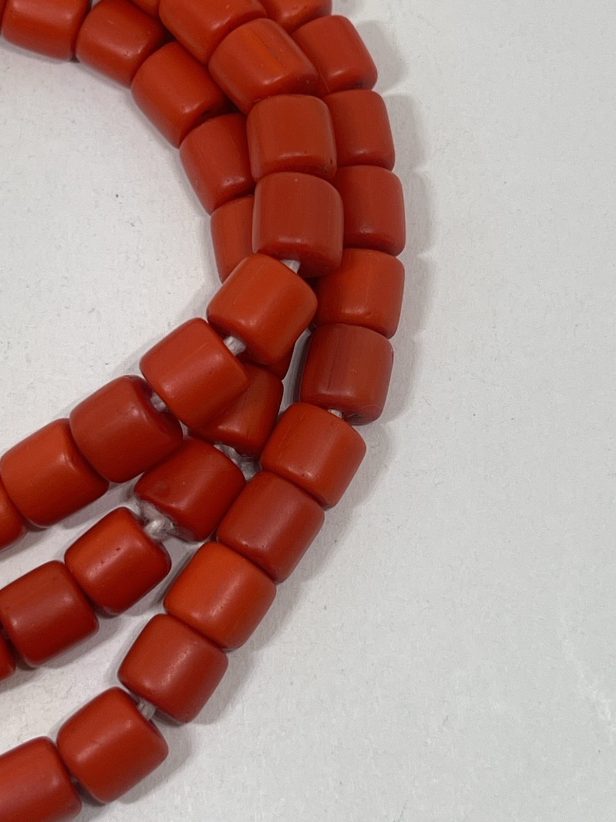 Antique Old Orange Red Ox Blood Coral Beads Mala Necklace 26” Japa Beads Nature