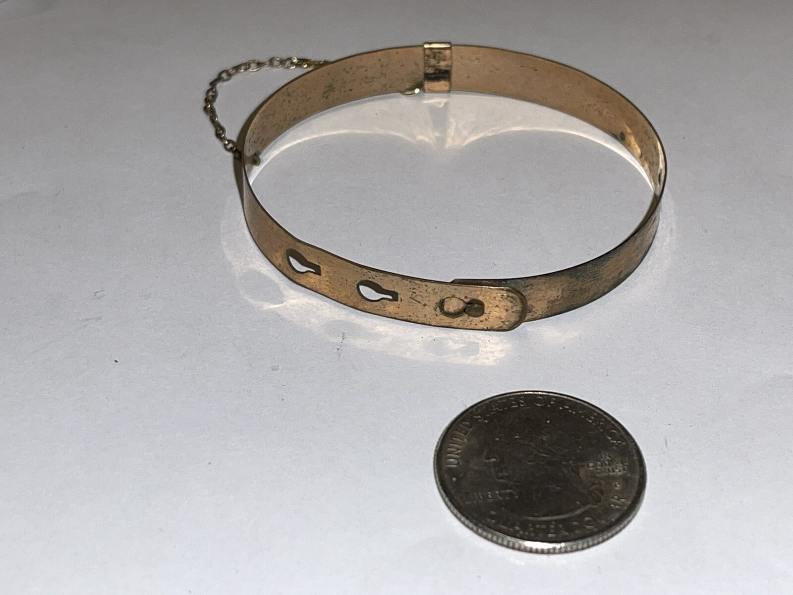 Antique Victorian Edwardian Hearts & Flowers Etched Buckle Bracelet Adjust 6-7”