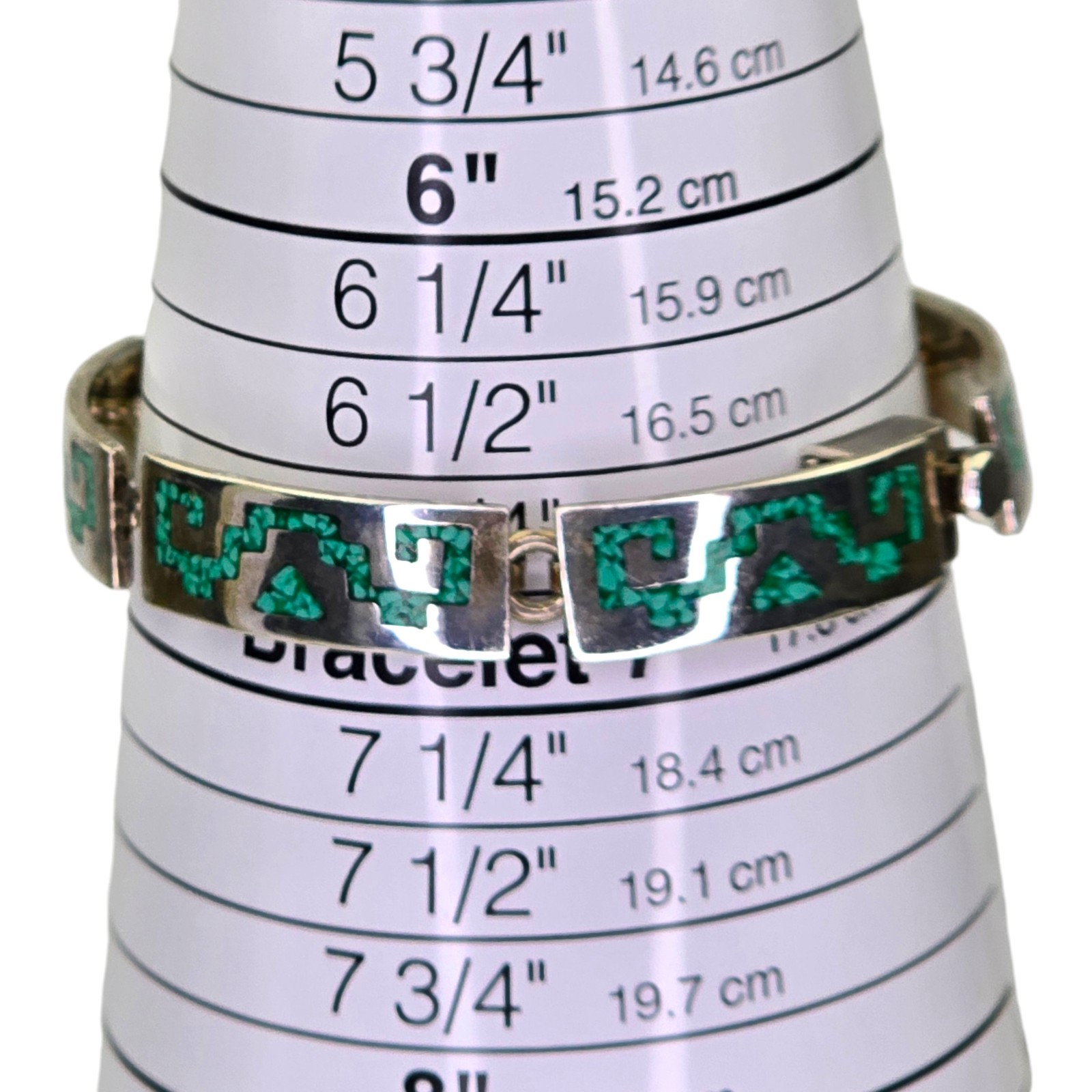 Vintage Signed Taxco Mexico Sterling Silver Turquoise Chip Inlay Link Bracelet