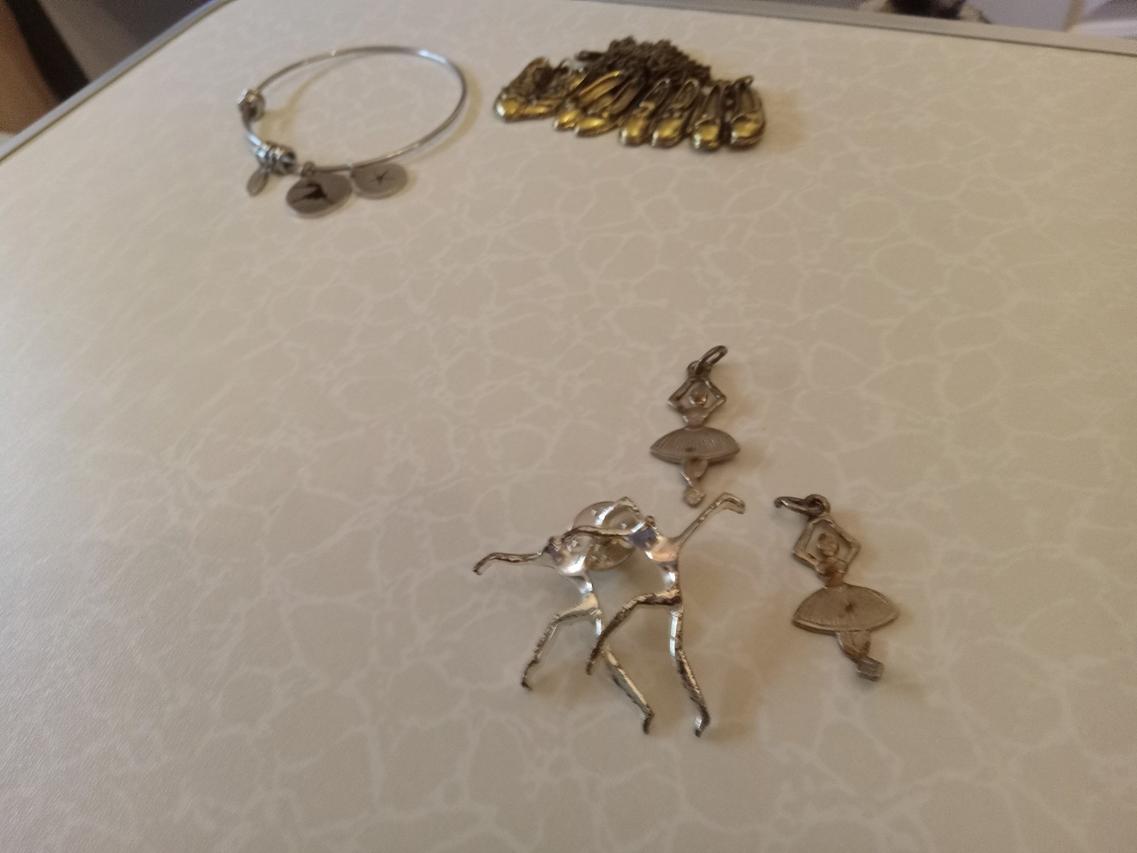 vintage costume jewelry lot pretty dance themed bracelet neclace pin pendant